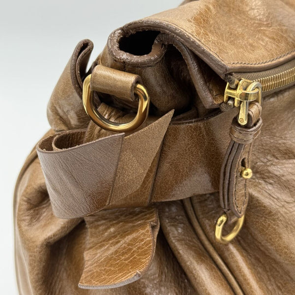 Miu Miu Vitello Lux Brown Leather Handbag