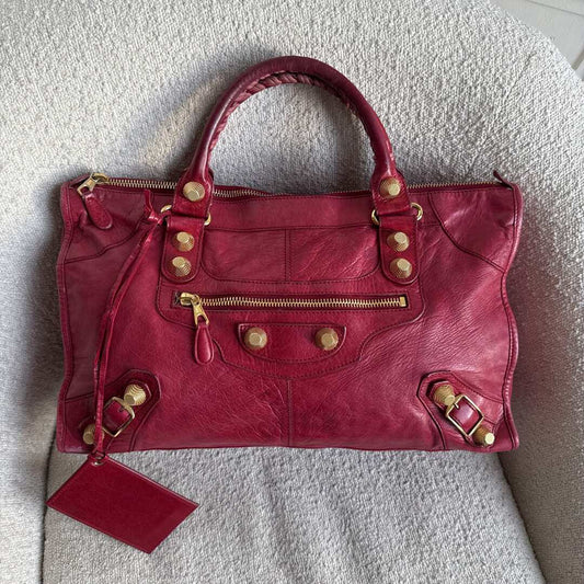2012 Balenciaga The Giant Work Leather Red Shoulder Bag