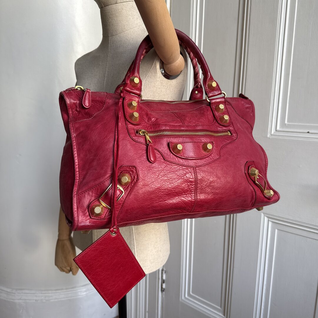 2012 Balenciaga The Giant Work Leather Red Shoulder Bag