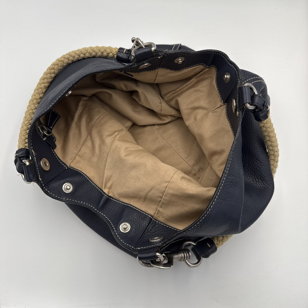 Rare Miu Miu Hobo Leather Navy Shoulder Bag