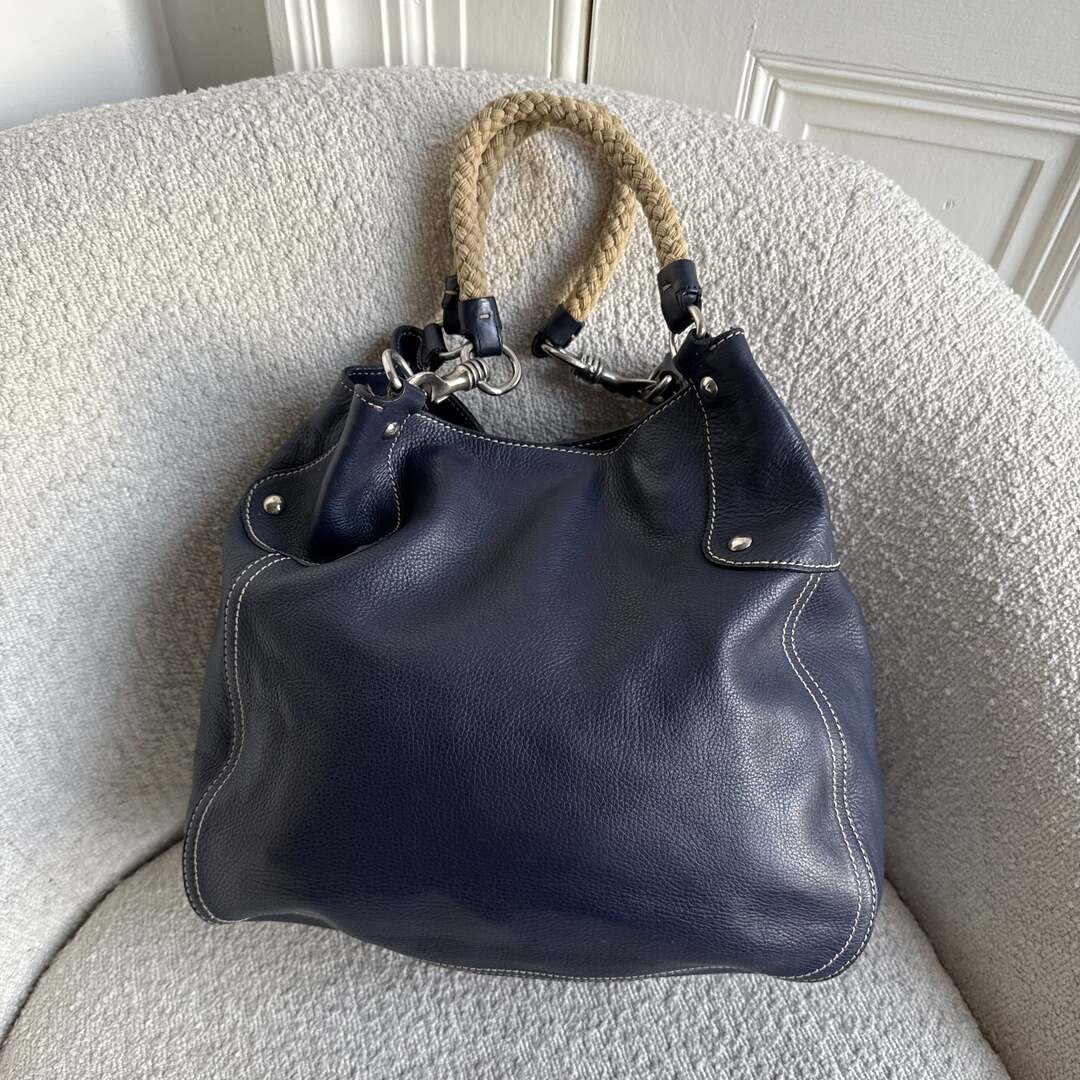 Rare Miu Miu Hobo Leather Navy Shoulder Bag