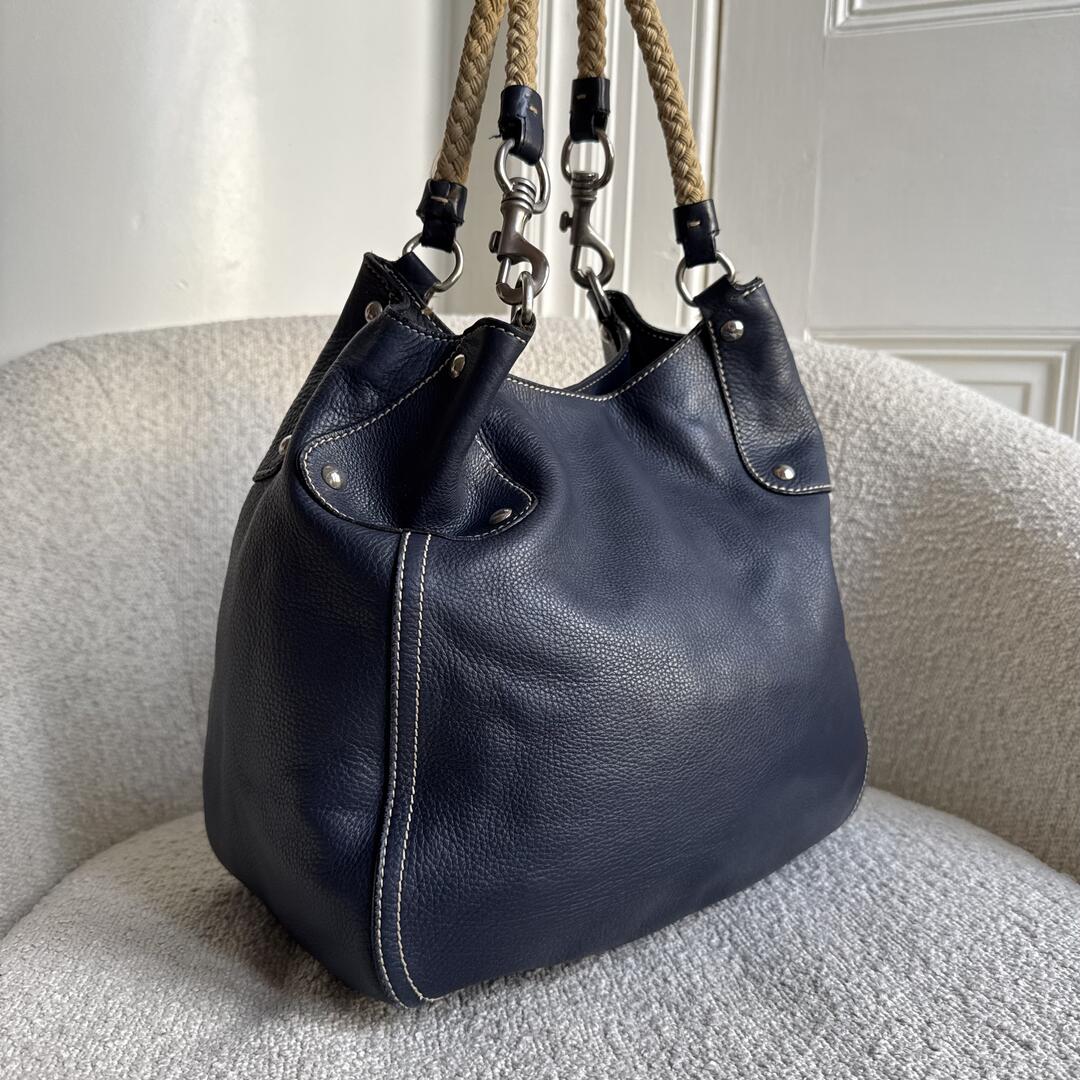Rare Miu Miu Hobo Leather Navy Shoulder Bag