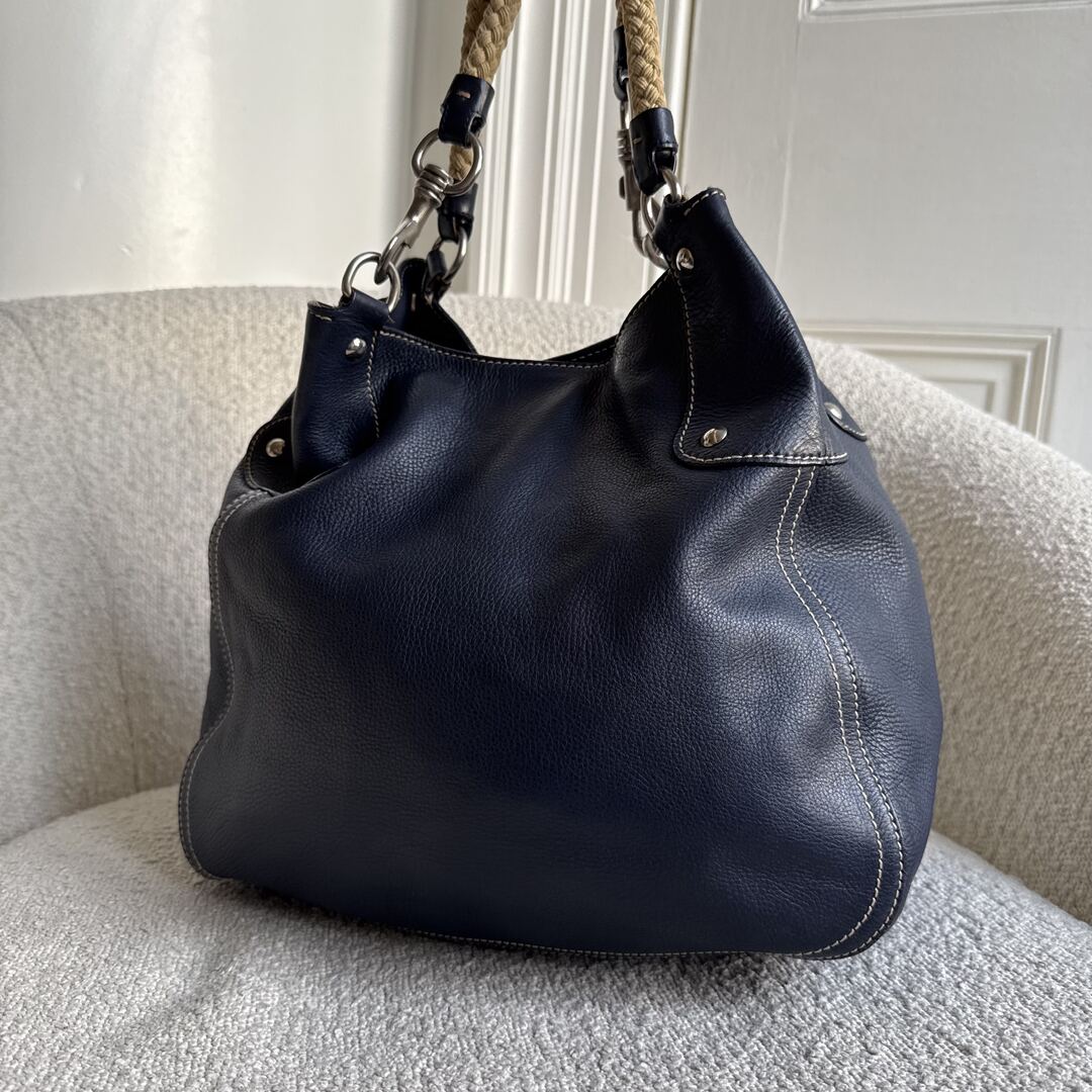 Rare Miu Miu Hobo Leather Navy Shoulder Bag