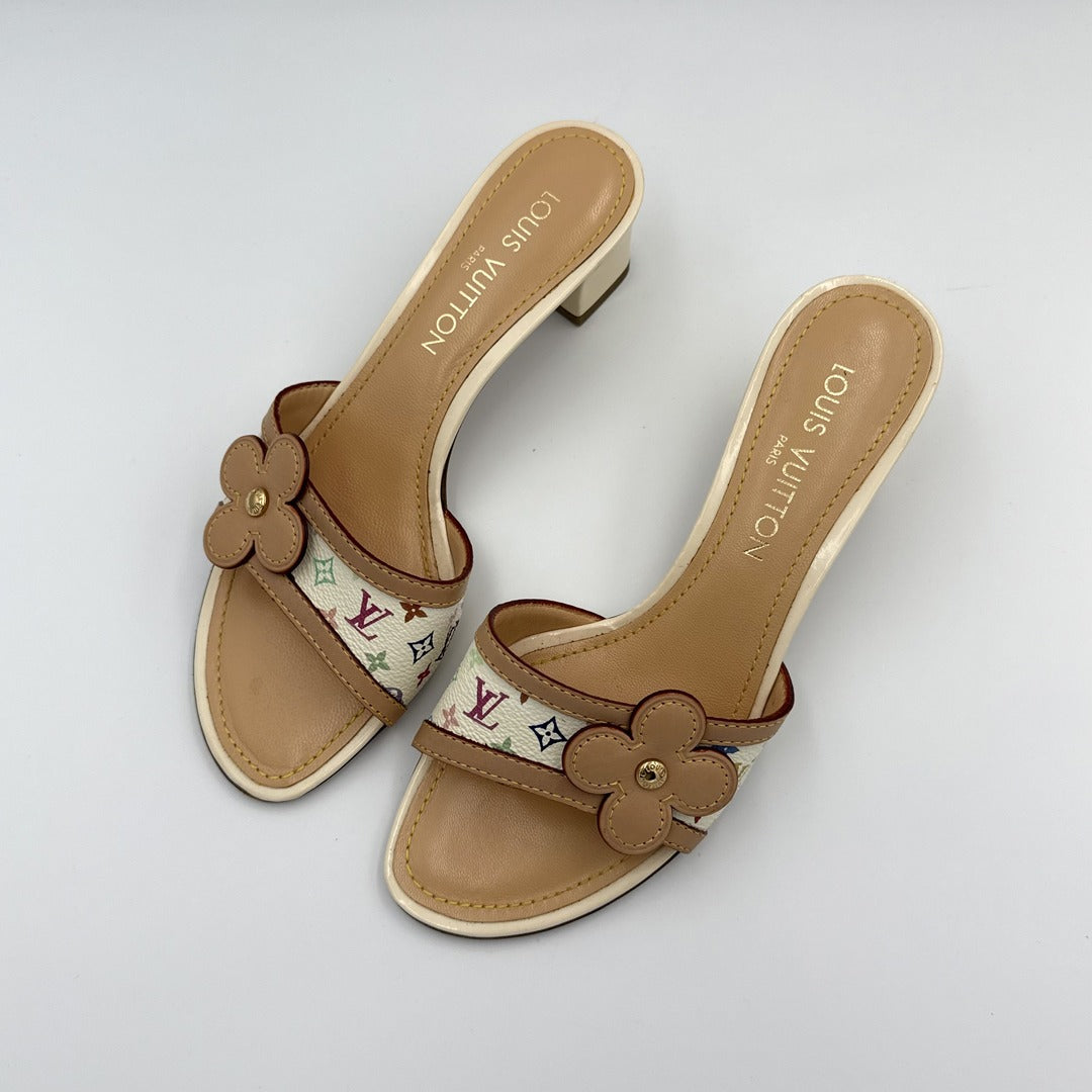2005 Louis Vuitton x Murakami White Multi Colour Kitten Heels
