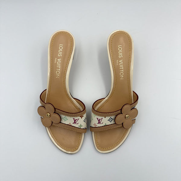 2005 Louis Vuitton x Murakami White Multi Colour Kitten Heels
