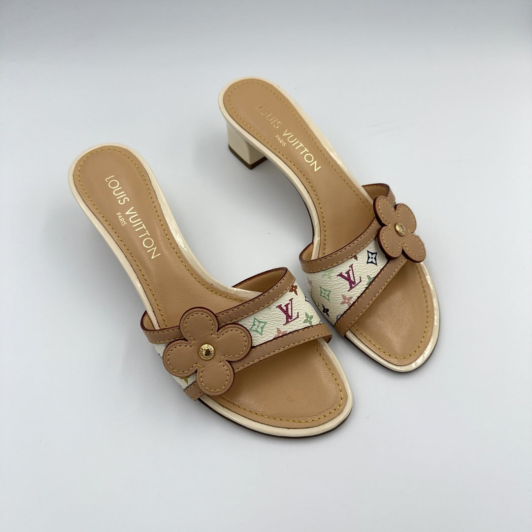 2005 Louis Vuitton x Murakami White Multi Colour Kitten Heels