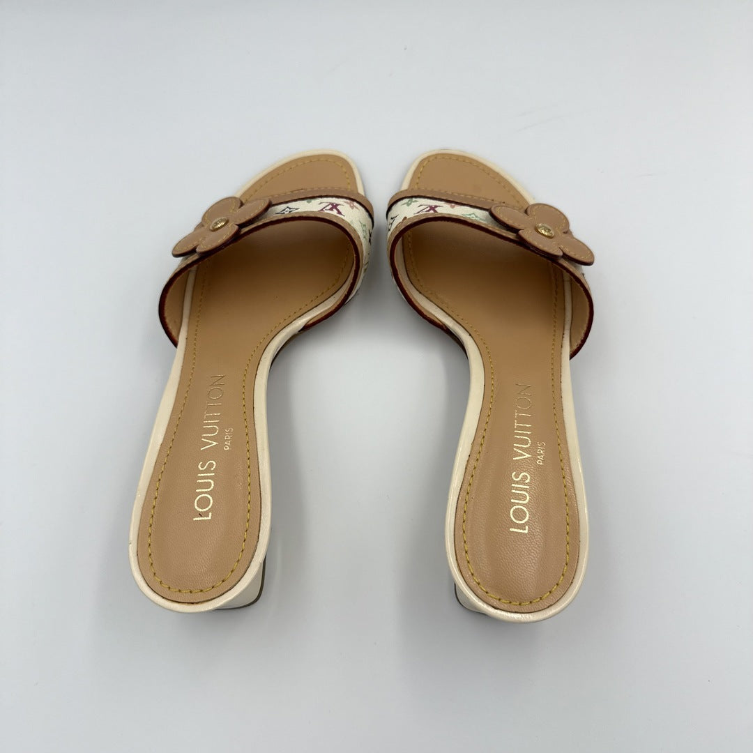 2005 Louis Vuitton x Murakami White Multi Colour Kitten Heels