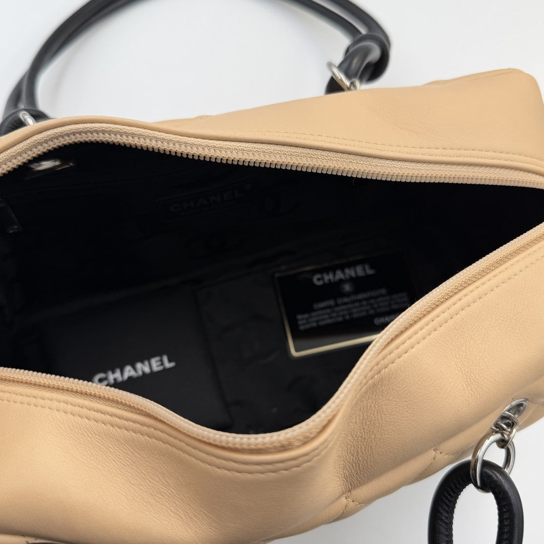 2005 Chanel Cambon Quilted Beige Bowling Shoulder Bag