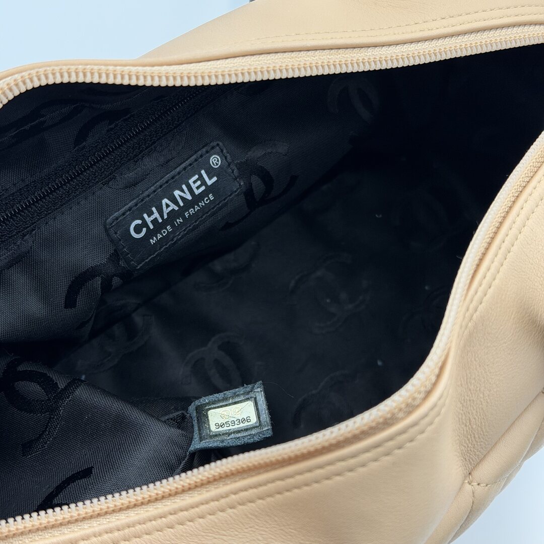 2005 Chanel Cambon Quilted Beige Bowling Shoulder Bag