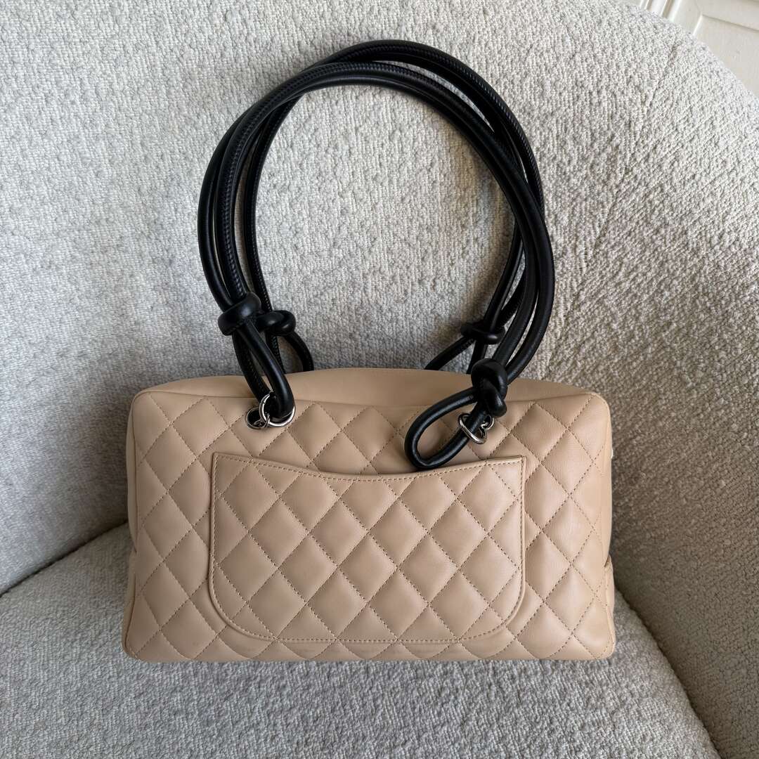 2005 Chanel Cambon Quilted Beige Bowling Shoulder Bag