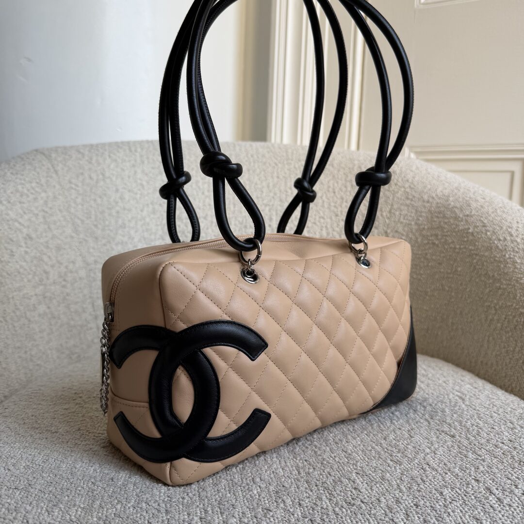 2005 Chanel Cambon Quilted Beige Bowling Shoulder Bag
