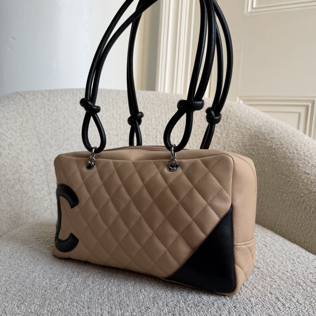 2005 Chanel Cambon Quilted Beige Bowling Shoulder Bag