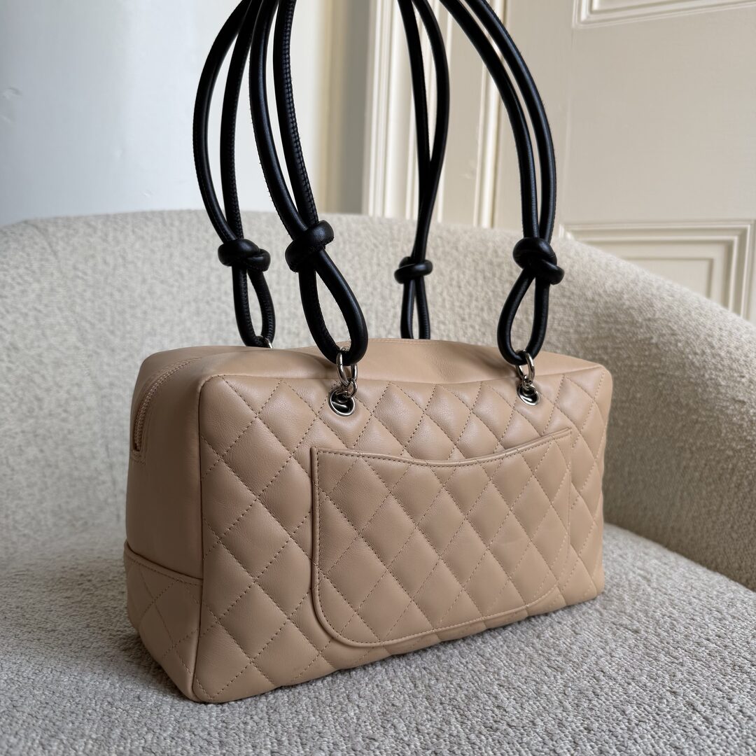 2005 Chanel Cambon Quilted Beige Bowling Shoulder Bag