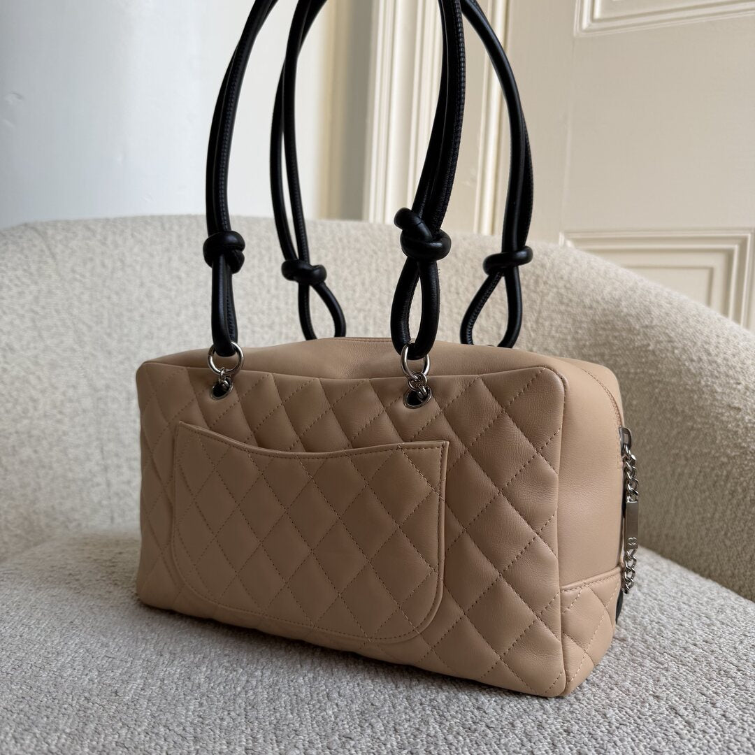 2005 Chanel Cambon Quilted Beige Bowling Shoulder Bag