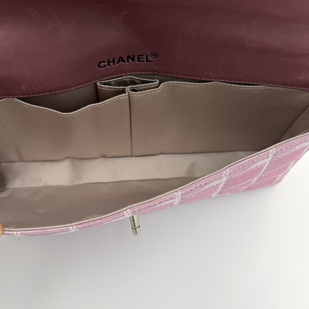 2002 Chanel East West Travel Line Pink Flap Shoulder Bag