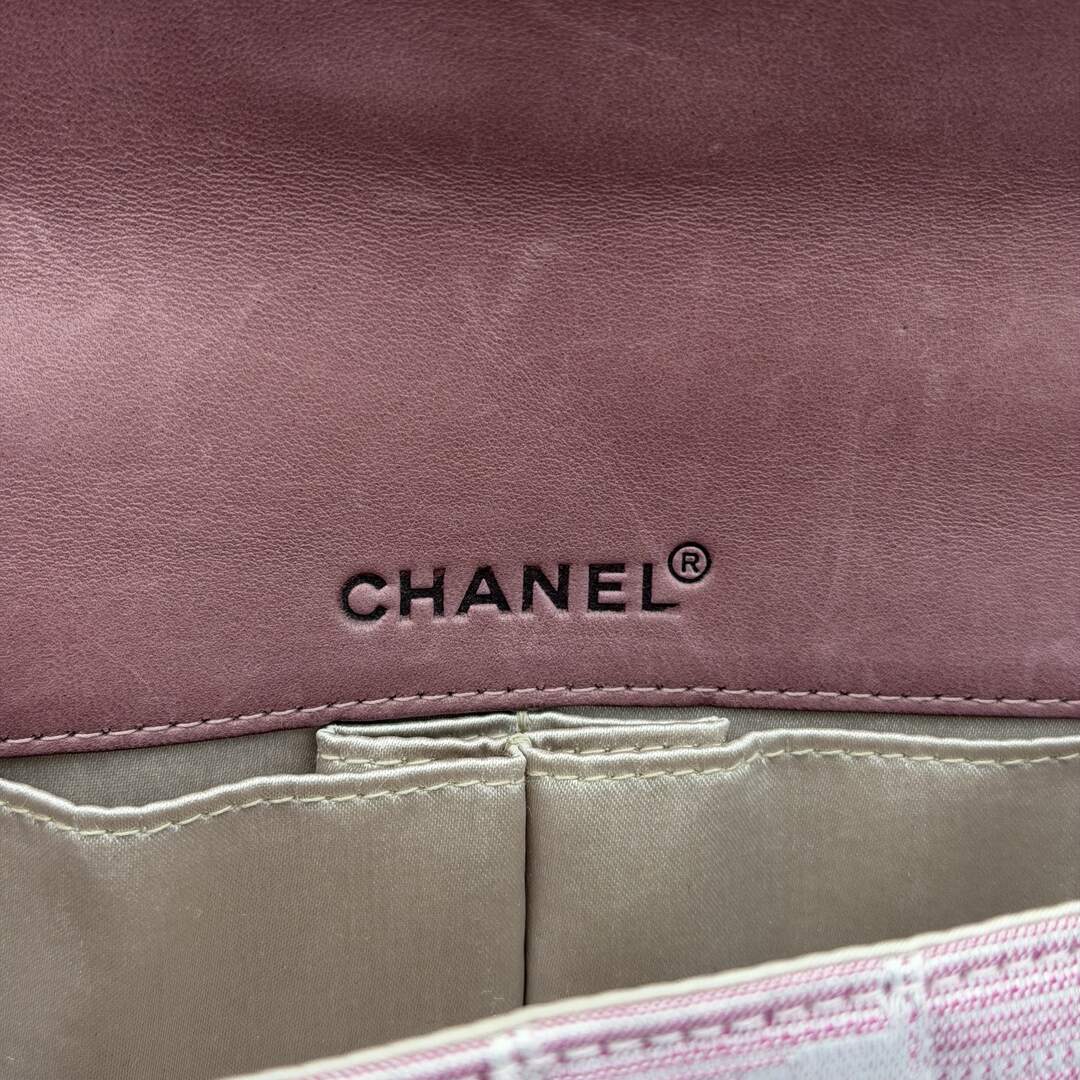 2002 Chanel East West Travel Line Pink Flap Shoulder Bag
