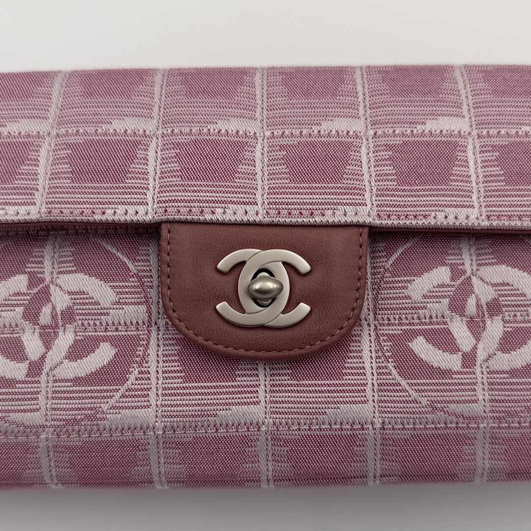 2002 Chanel East West Travel Line Pink Flap Shoulder Bag
