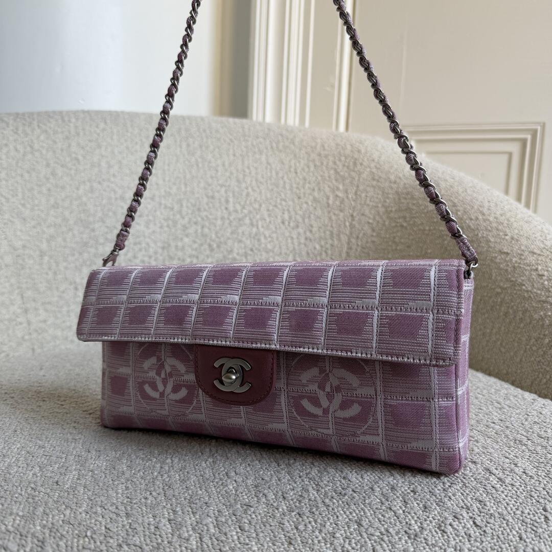 2002 Chanel East West Travel Line Pink Flap Shoulder Bag