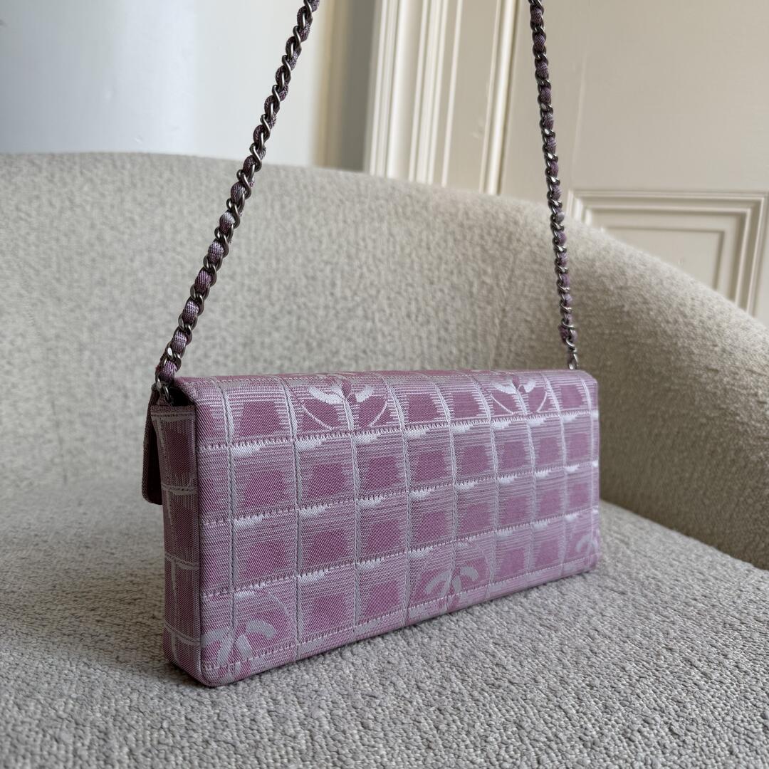 2002 Chanel East West Travel Line Pink Flap Shoulder Bag