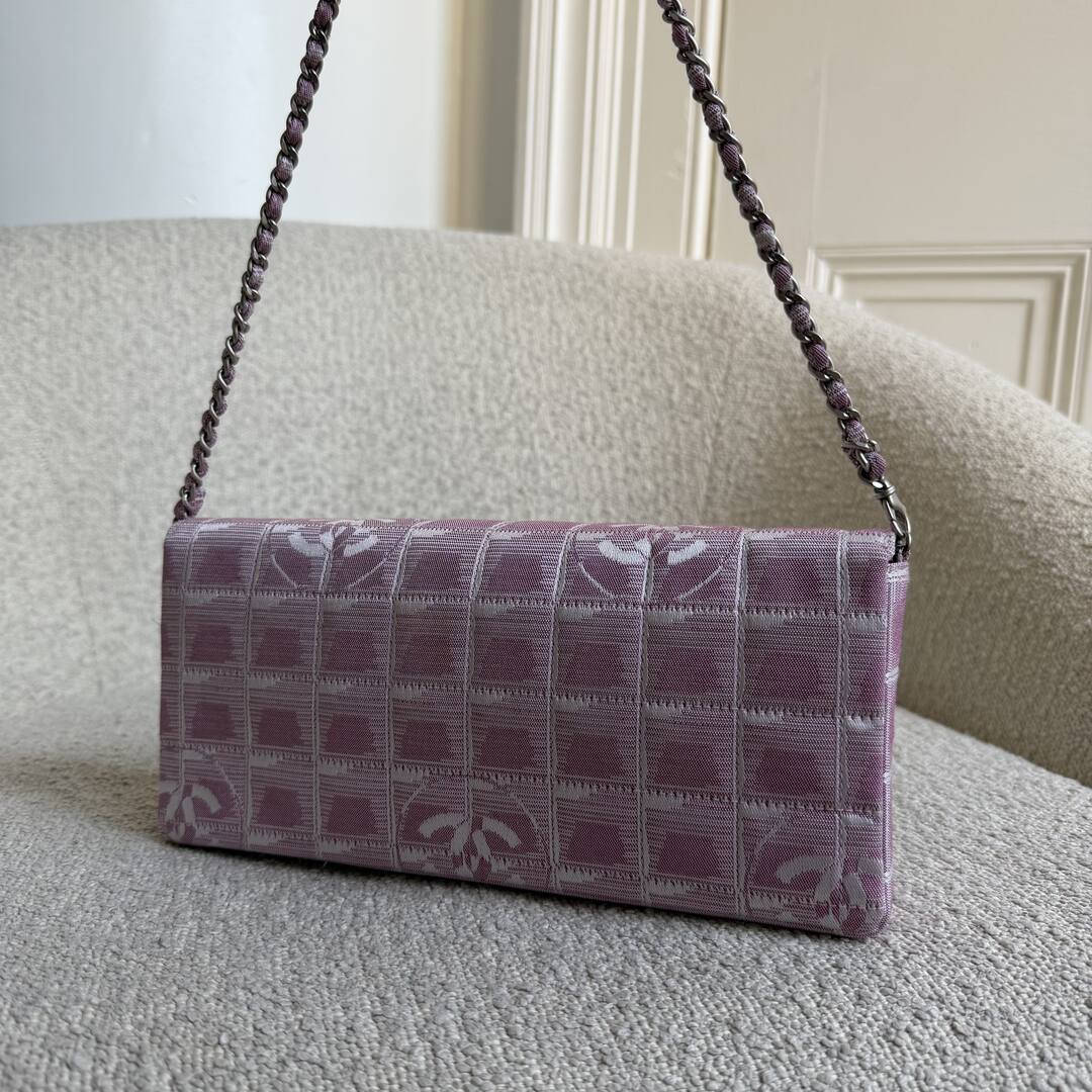 2002 Chanel East West Travel Line Pink Flap Shoulder Bag