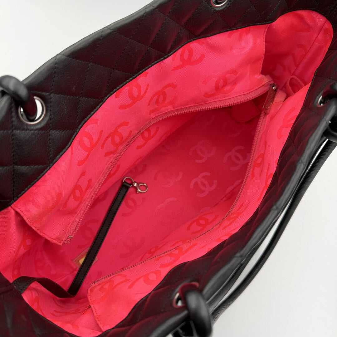 2010 Chanel Cambon Quilted Black Tote Bag