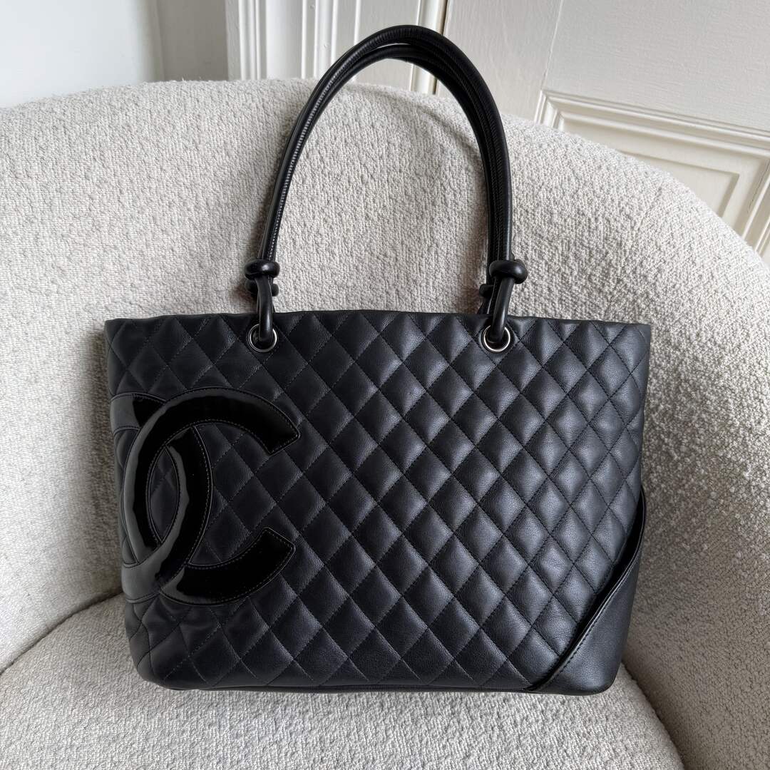 2010 Chanel Cambon Quilted Black Tote Bag