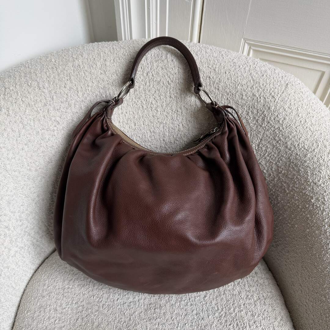 Miu Miu Hobo Leather Brown Large Shoulder Bag