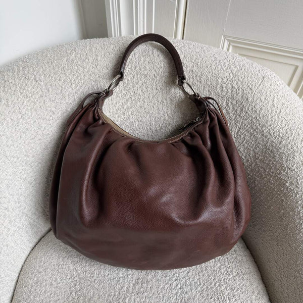 Miu Miu Hobo Leather Brown Large Shoulder Bag