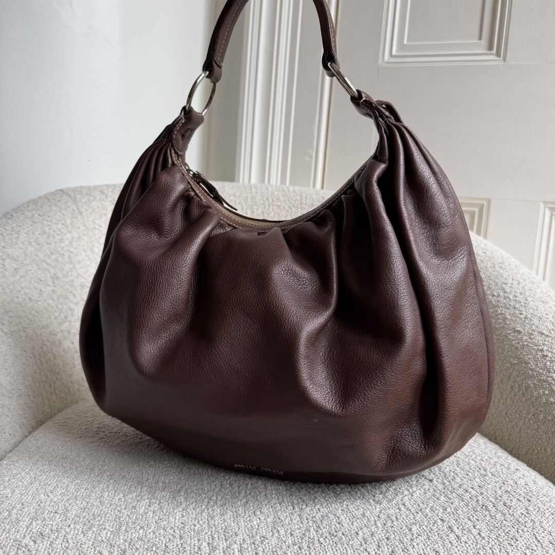 Miu Miu Hobo Leather Brown Large Shoulder Bag