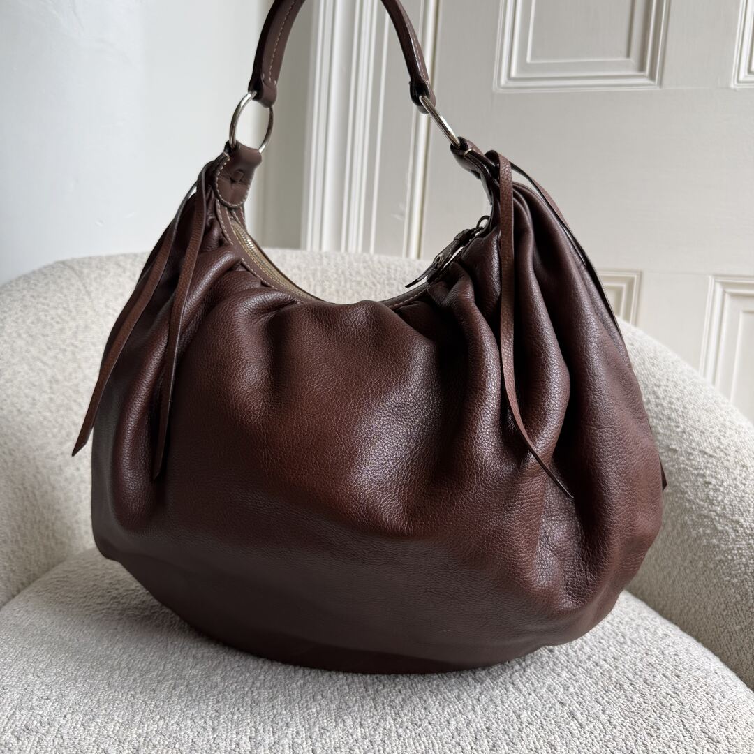 Miu Miu Hobo Leather Brown Large Shoulder Bag