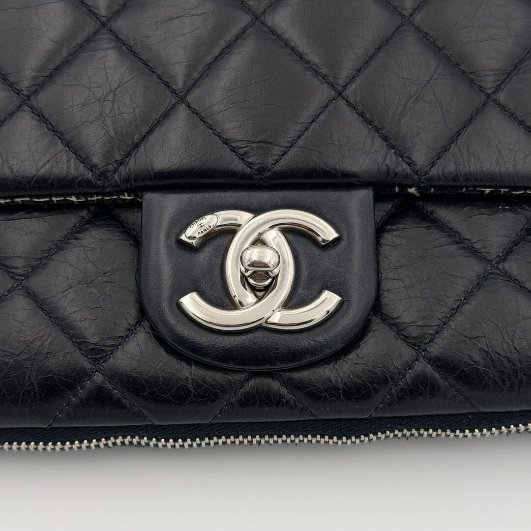 2014 Chanel CC Classic Lambskin Dark Blue Flap Shoulder Bag