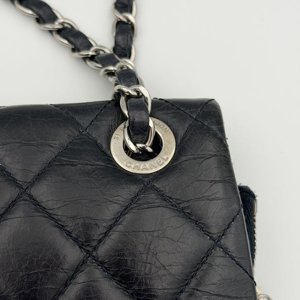 2014 Chanel CC Classic Lambskin Dark Blue Flap Shoulder Bag