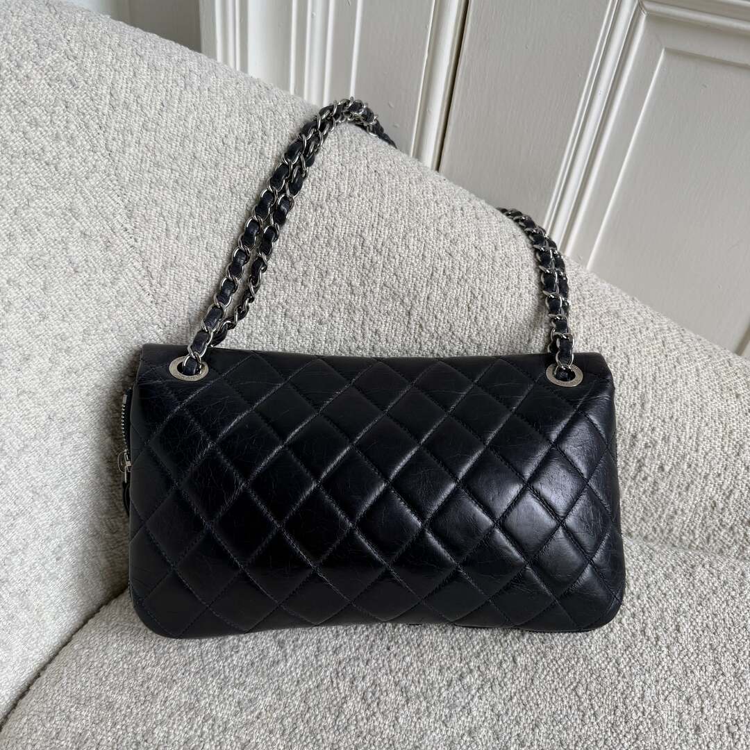 2014 Chanel CC Classic Lambskin Dark Blue Flap Shoulder Bag