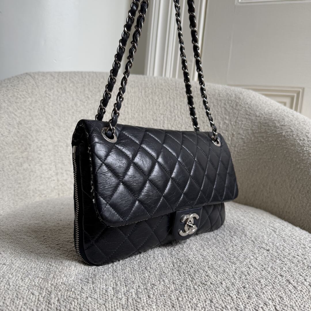 2014 Chanel CC Classic Lambskin Dark Blue Flap Shoulder Bag