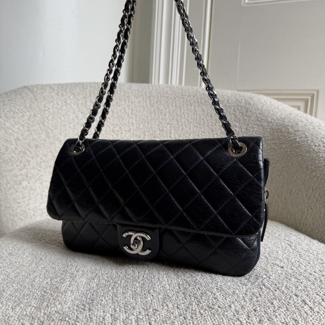 2014 Chanel CC Classic Lambskin Dark Blue Flap Shoulder Bag