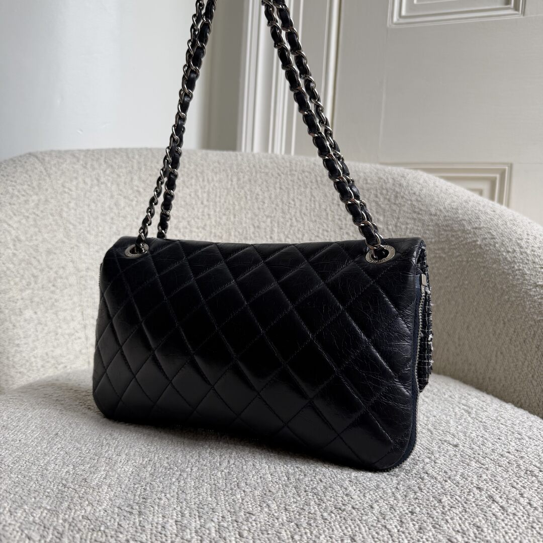 2014 Chanel CC Classic Lambskin Dark Blue Flap Shoulder Bag