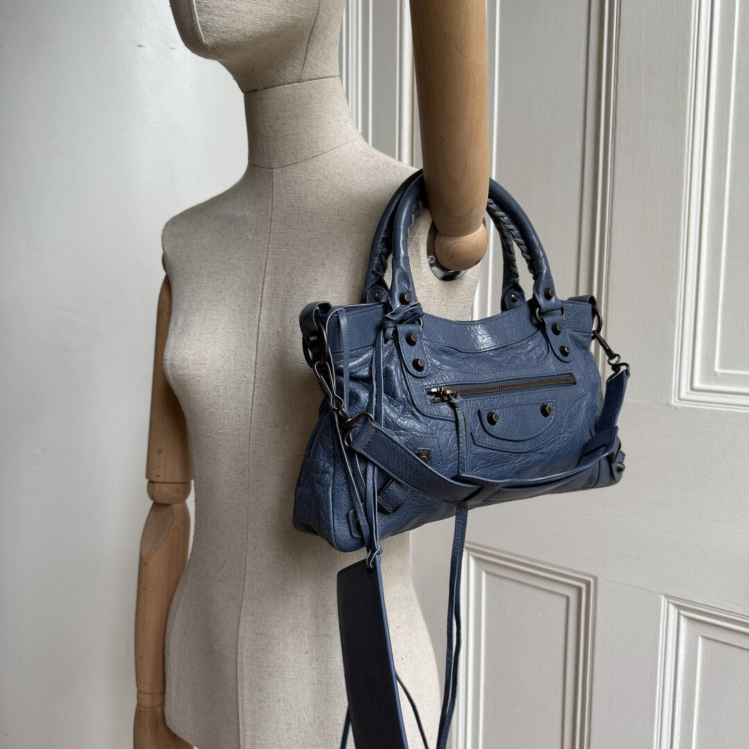 2014 Balenciaga First Blue Leather Bag