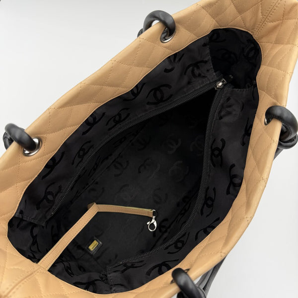 2005 Chanel Cambon Quilted Beige Tote Bag