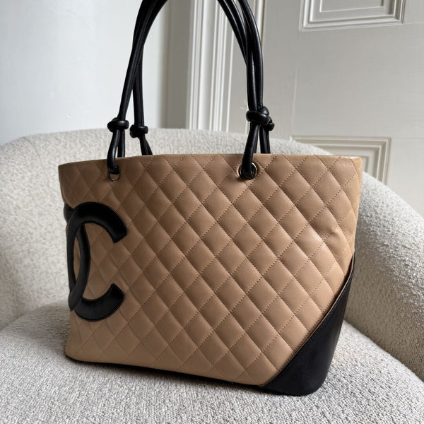 2005 Chanel Cambon Quilted Beige Tote Bag