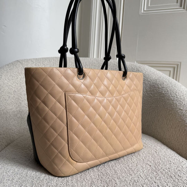 2005 Chanel Cambon Quilted Beige Tote Bag
