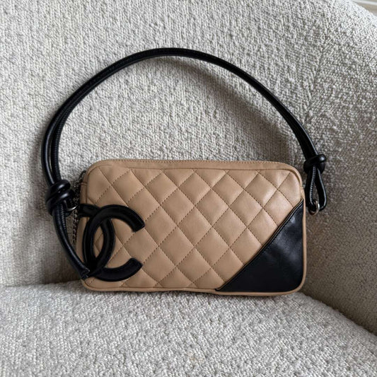 2004 Chanel Cambon Quilted Beige Mini Shoulder Bag