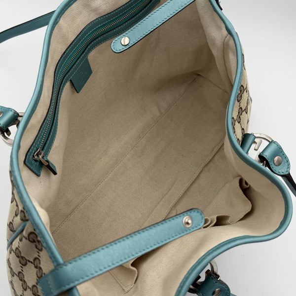 Gucci GG Twins Blue Leather Tote Bag