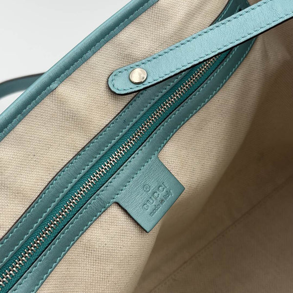 Gucci GG Twins Blue Leather Tote Bag