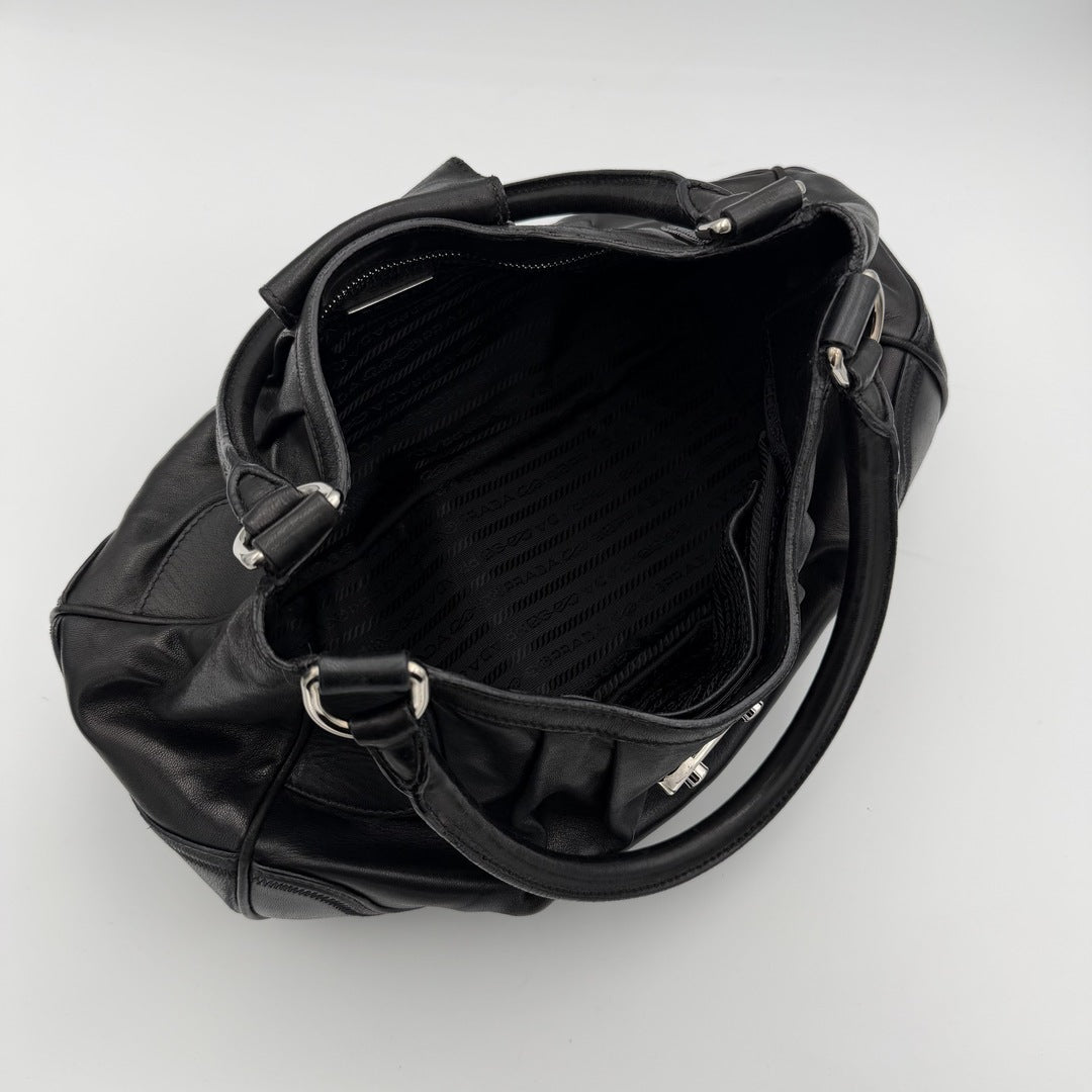 Prada Vitello Daino Hobo Leather Black Shoulder Bag