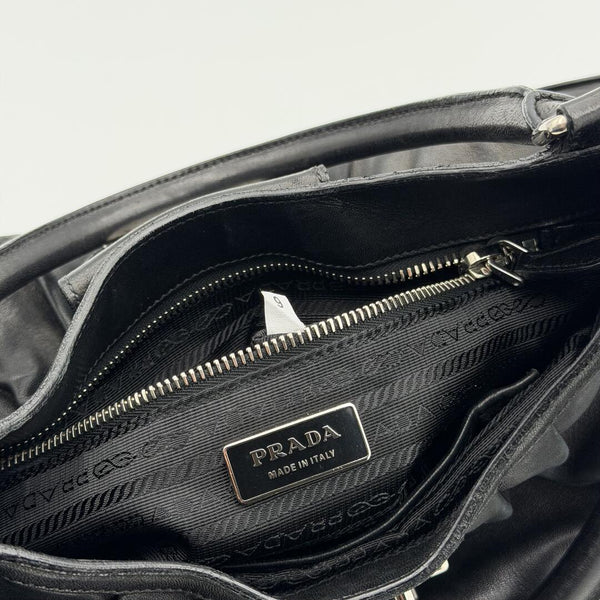 Prada Vitello Daino Hobo Leather Black Shoulder Bag
