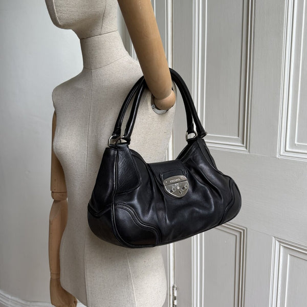 Prada Vitello Daino Hobo Leather Black Shoulder Bag