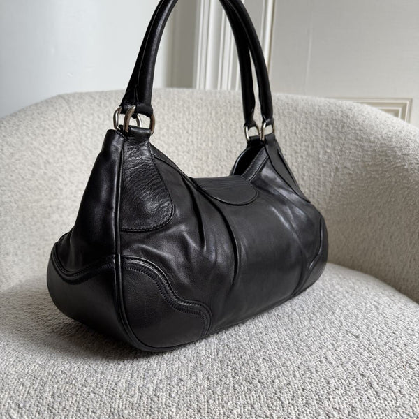Prada Vitello Daino Hobo Leather Black Shoulder Bag