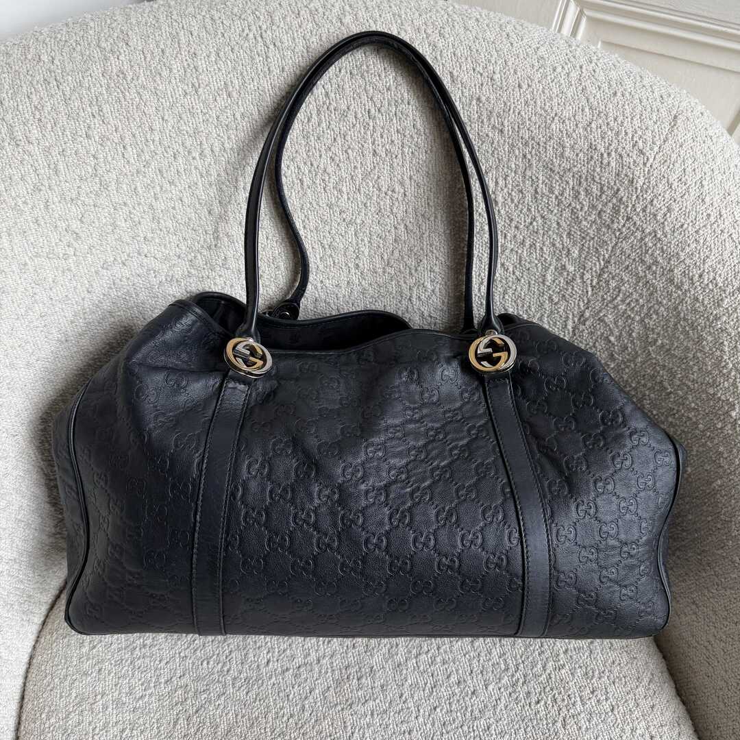 Gucci Guccissima Twins Leather Black Tote Bag