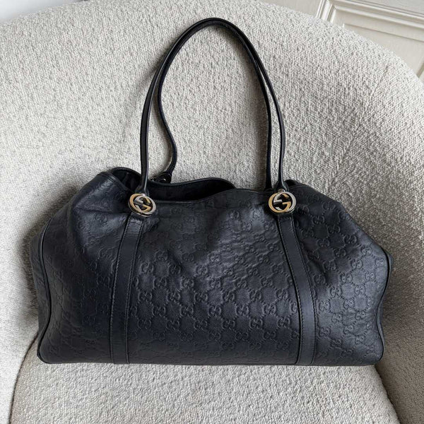 Gucci Guccissima Twins Leather Black Tote Bag
