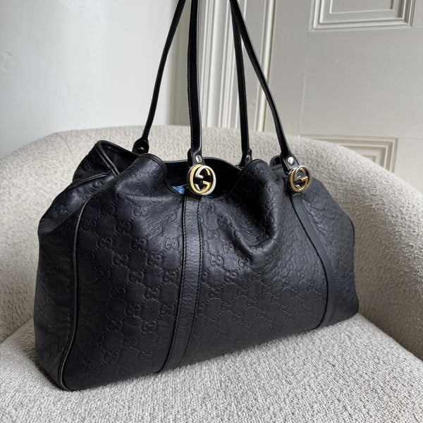 Gucci Guccissima Twins Leather Black Tote Bag